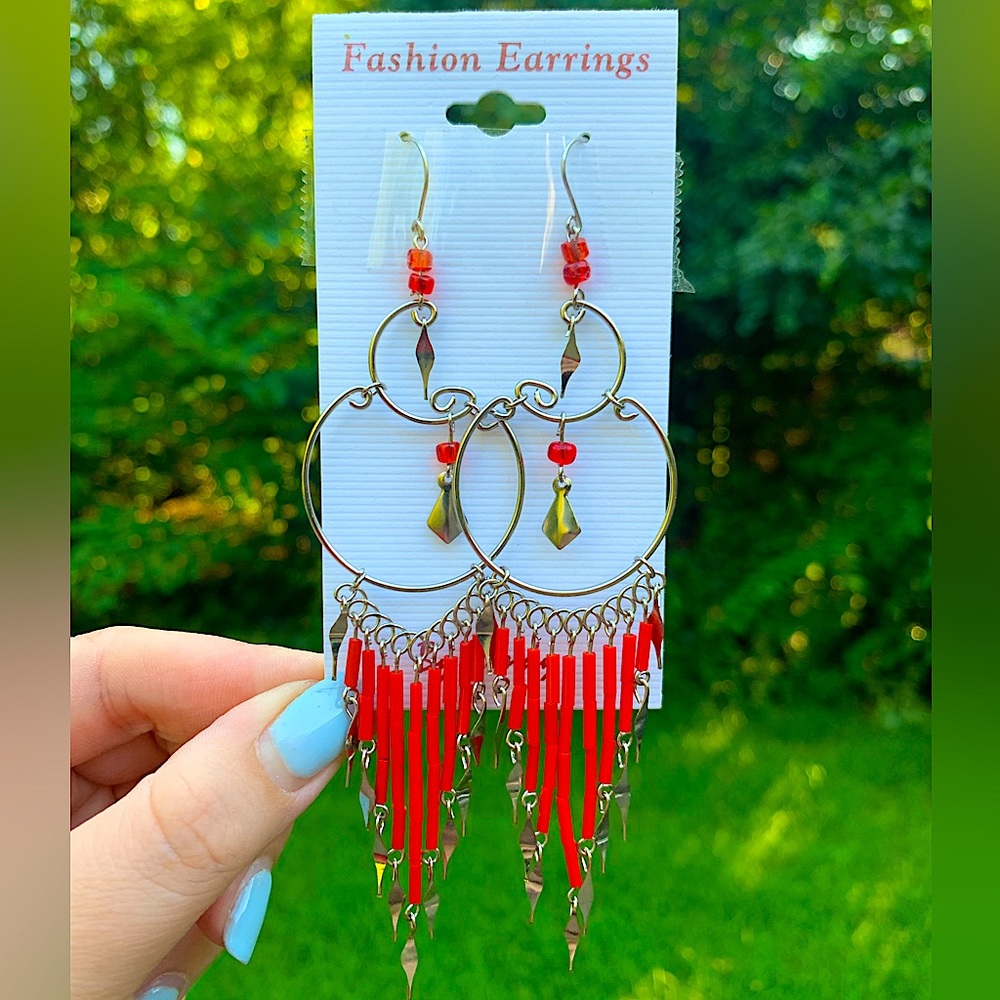 Lightweight Handmade Beaded Wire Dangle Earrings